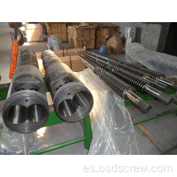 Barril cónico de doble tornillo para extrusora de tubería de PVC 80/156 65/132 55/110 50/105 FABRICANTE ZHOUSHAN